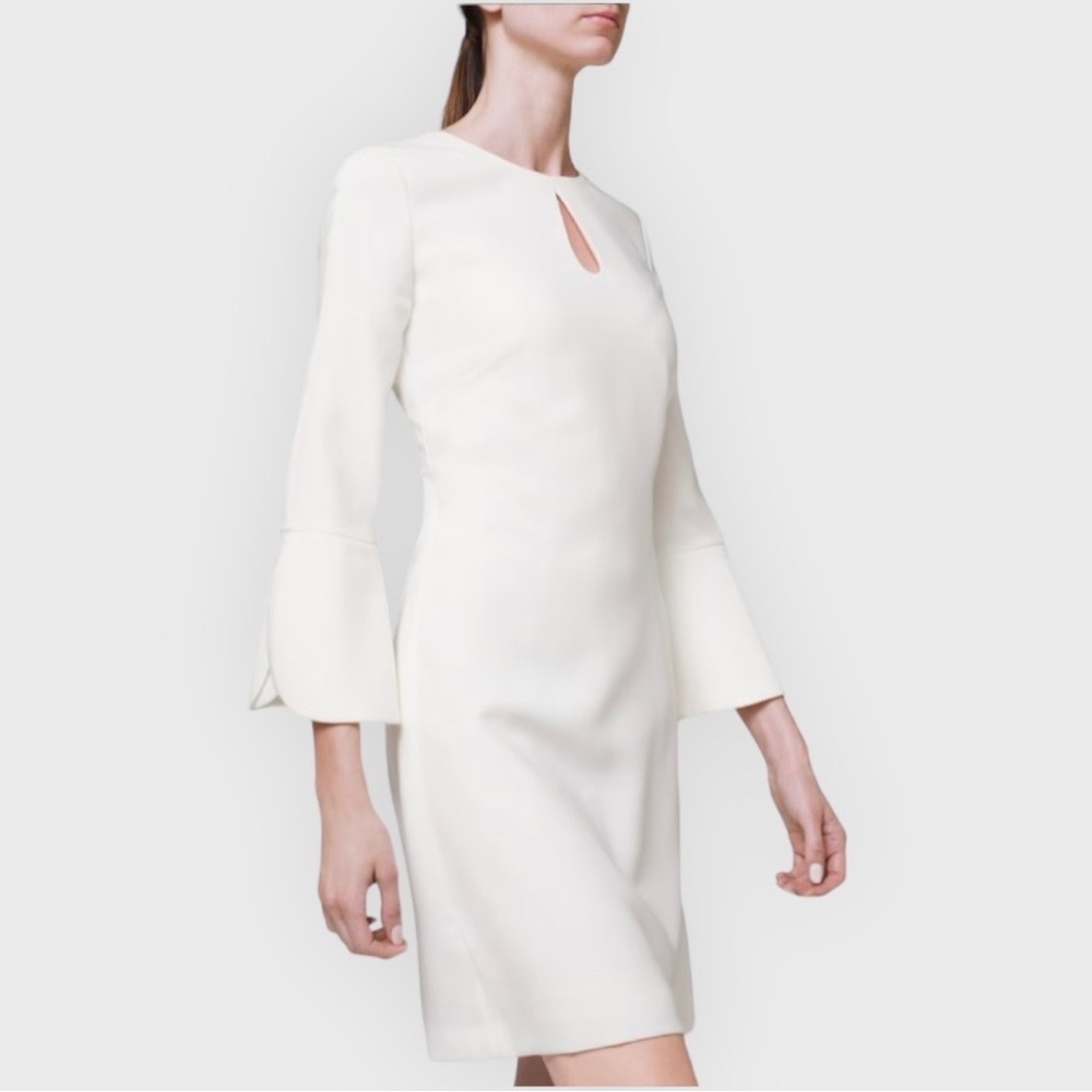 WHBM Ecru Shift Dress Size 8 NWT Winter White Keyhole Sleeve